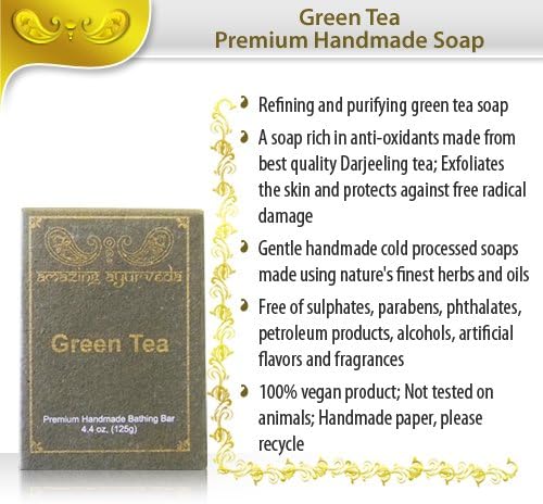 Amazing Ayurveda Premium Handmade Soap, Green Tea, 4.4 Ounce