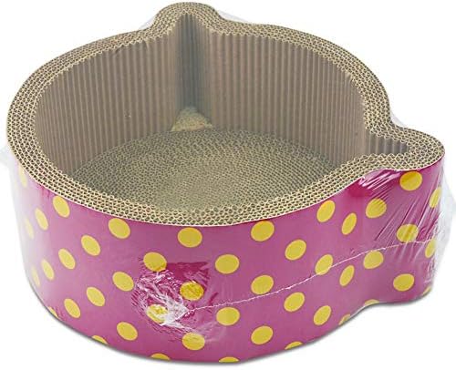 Paul03Daisy Corrugated Paper Cat Scratcher Pads, Oval Cat cardboard lounge Scratching,durable Cat-Headed Scratcher Bed Board Cat fusion house with Catnip for Kitties 14.96 x 14.96 x 5.9 inches