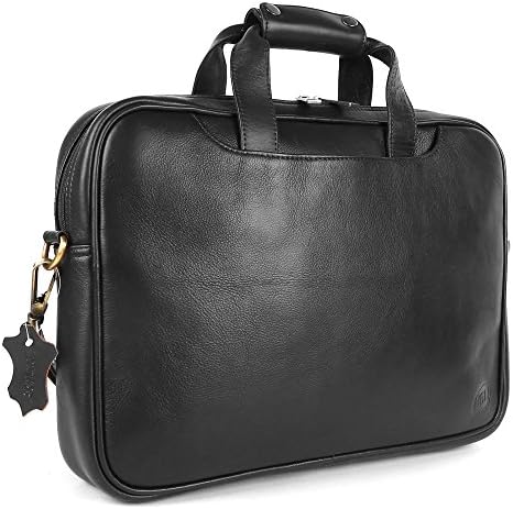 Premium Genuine Leather Multifunctional Laptop Bag Soft, Comfortable & Stylish - Black