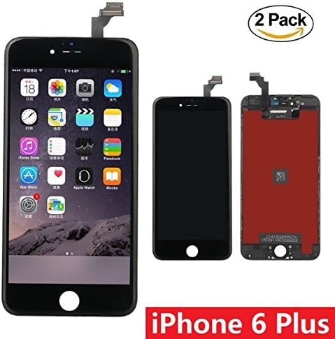 Goldwangwang LCD Touch Screen Replacement and Display Digitizer Frame Assembly Retail Set Without Repair Tools for iPhone 6 Plus 5.5inch(2-Pack, Black)