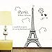1 X Eiffel Tower DIY Removable Art Vinyl Wall Sticker Decor Mural Decal