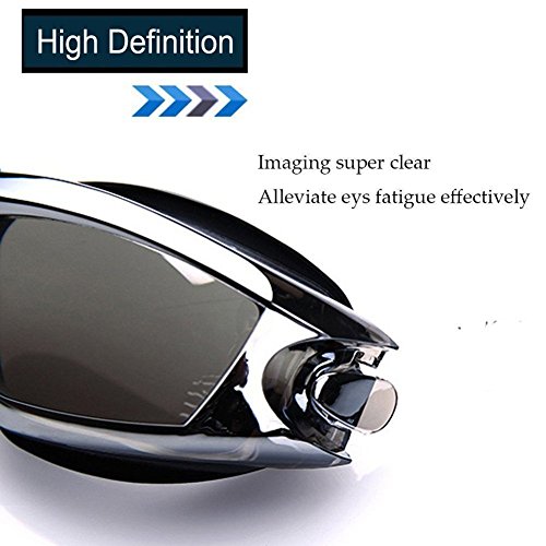 Mai Poetry Swimming Goggles + Swim Cap + Nose Clip + Ear Plugs,Swim Goggles Anti Fog UV Protection for Adult Men Women Youth Kids Child (Black)