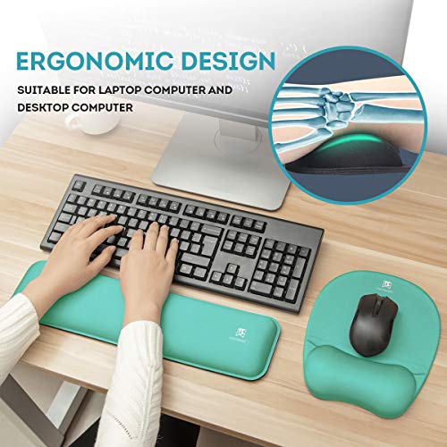 Keyboard Wrist Rest Mouse Pad Wrist Support for Computer Desktop/Laptop/Notebook Memory Foam Keyboard Pad Ergonomic Hand Rest Wrist Cushion for Home Office Gaming Easy Typing Pain Relief-Green