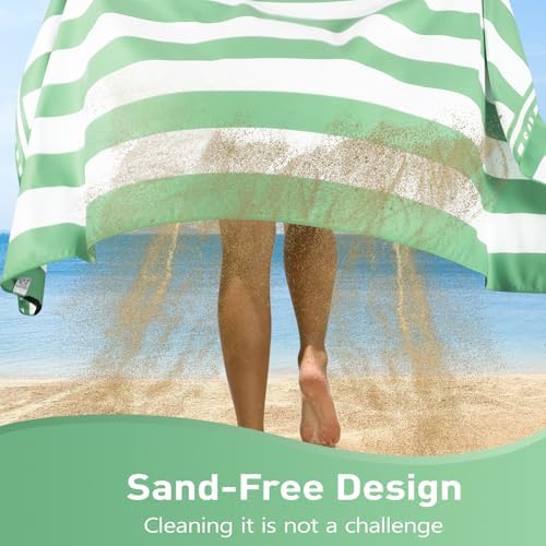 Strandtuch XXL 2er Set 90×180 cm (Dunkelblau + Grün)