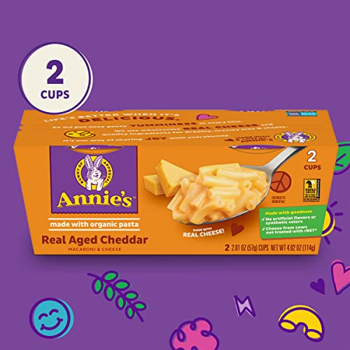 Annie’s Real Aged Cheddar Microwave Mac & Cheese with Organic Pasta, Single Serve Macaroni