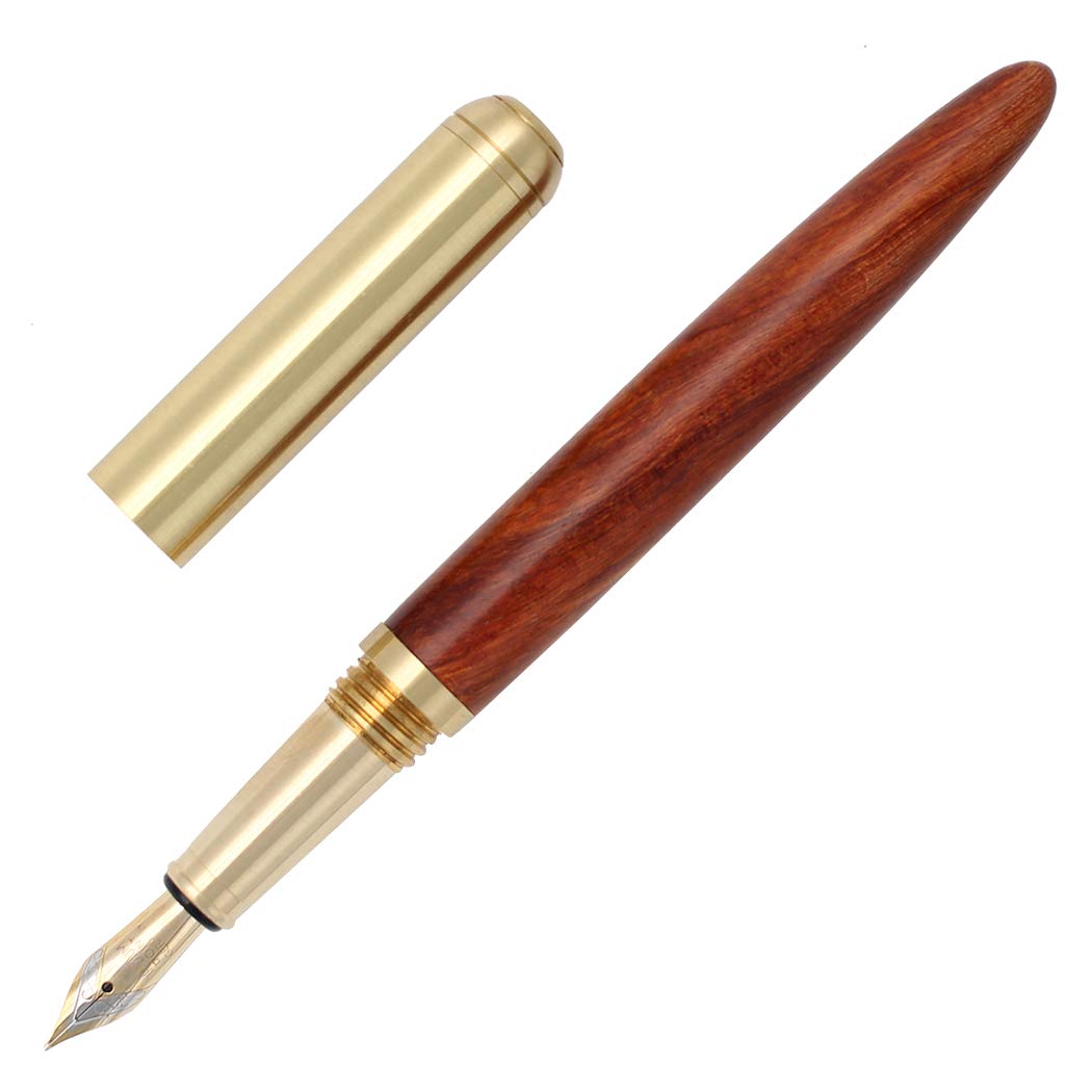 Gullor Handcrafted Rosewood Fountain Pen, Smooth and Easy Writing for Signature, Medium Nib, Red Wood