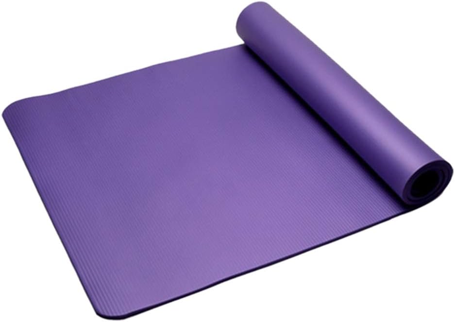 HUAhuako Yoga Pilates Mat, 10mm NBR Anti-Slip Gym Home Fitness Exercise Carpet Cushion Purple