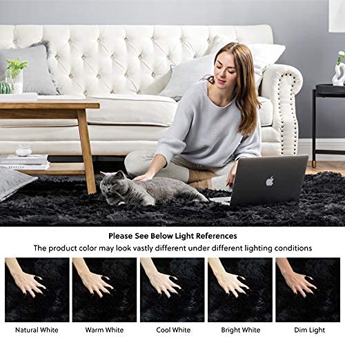 Bedsure Shag Area Rug for Bedroom Fluffy Black Rug for Living Room 4