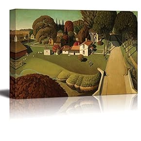 The Birthplace of Herbert Hoover, West Branch, Iowa by Grant Wood - Canvas Print Wall Art Famous Painting Reproduction - 12" x 18"