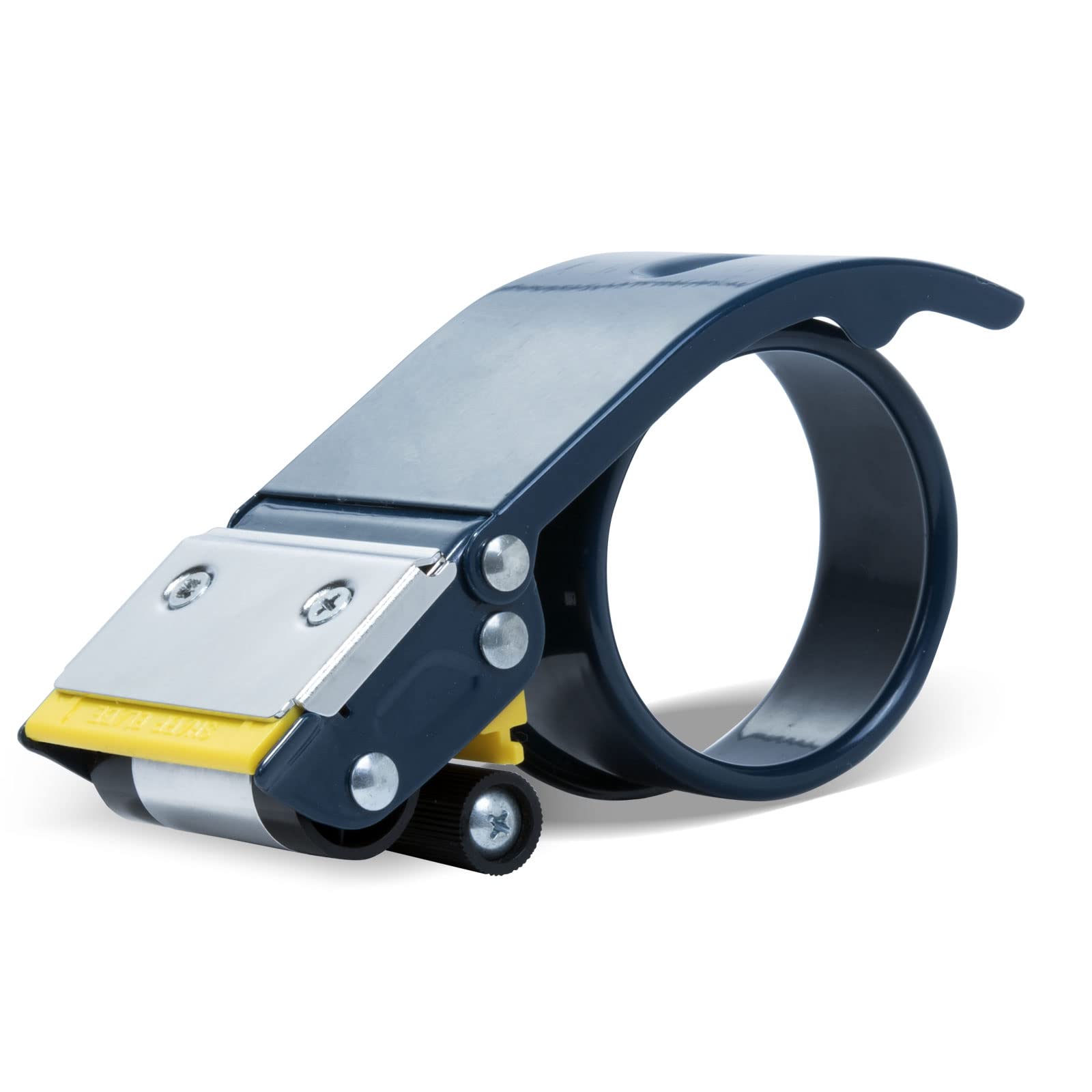 Excell Anti-Backflow Metal Packing Tape Dispenser, 2” (50.8mm), Stainless Steel, No-Rollback Clip, Static Cling Strip, Retractable Safety Blade Cover, Fits 3” (76mm) Core, Tape Not Included