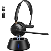 Wireless Headset with Mic for Work,Bluetooth Headset for Calls &amp; Meetings | Bluetooth 5.3 &amp; USB Dongle for Laptop, PC, iPhone &amp; Android, Office &amp; Call Center Headset for Remote Hybrid Worker