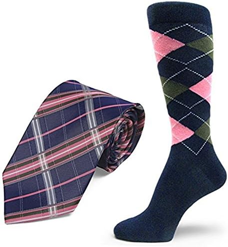 Spotlight Hosiery brand Men's Dress Socks &amp;Necktie Set Midnight/Navy Blue Pink Army/Olive Green