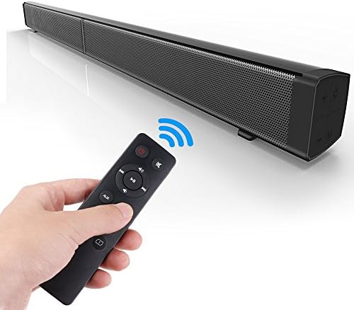 MHHDAL 40 Watt TV Sound Bar Wireless Bluetooth Speaker with Subwoofer for TV and Home Audio Speaker Remote Controller, Wall Mountable and LED Indicator (Black) Surface with Mirror Piano Paint