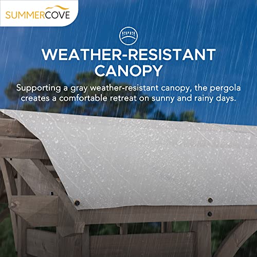 SummerCove Arched Pergola 10 x 14 ft. Light Grey Outdoor Cedar Framed