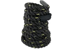 Smartxchoices Black Battle Rope 1.5''/2'' Width Exercise Training Workout Ropes 30/40/50 Ft Length Home Gyms Abdominal Muscle Biceps Abs Metabolic Fitness (2''*30ft)