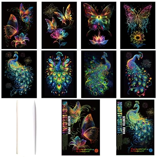 A4-Glow in the Dark Butterfly + Peacock