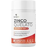 Zinco Quelato Bisglicinato 90 Cápsulas, 3 Meses de Uso, Longa Duração, Alto Teor de Zinco, Fortalvit
