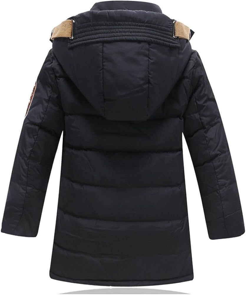 Mallimoda Boys' Hooded Down Coats Winter Warm Jacket Solid Puffer Coat: Clothing