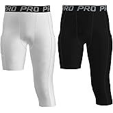 2 Pack 3/4 Boys Compression Pants One Leg Compression Tights Quick Dry Basketball Leggings Running Sports Athletic