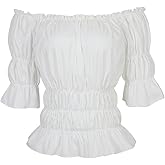 Lehauya Women Off The Shoulder Tops Renaissance Blouse Pirate Shirt Short Sleeve Shirts