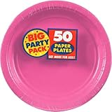 Amscan Bright Pink Dinner Paper Plate Big Party Pack, 50 Ct.