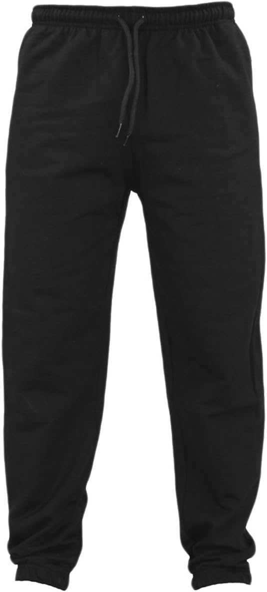 Men's Fleece Joggers Track Cuffed Bottoms Plain Trouser Sweat Jogging Pant