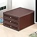 MyGift Executive 3-Drawer Leatherette Office Filing Document Cabinet Drawer Box, Brown