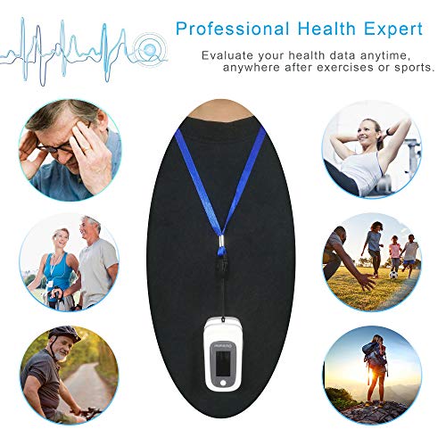 Oxygen Saturation Monitor, Wrinery Premium Fingertip Pulse Oximeter, Oxygen Monitor, O2 Saturation Monitor, OLED Portable Oximetry with Batteries and Lanyard Included, White - Thumbnail 6
