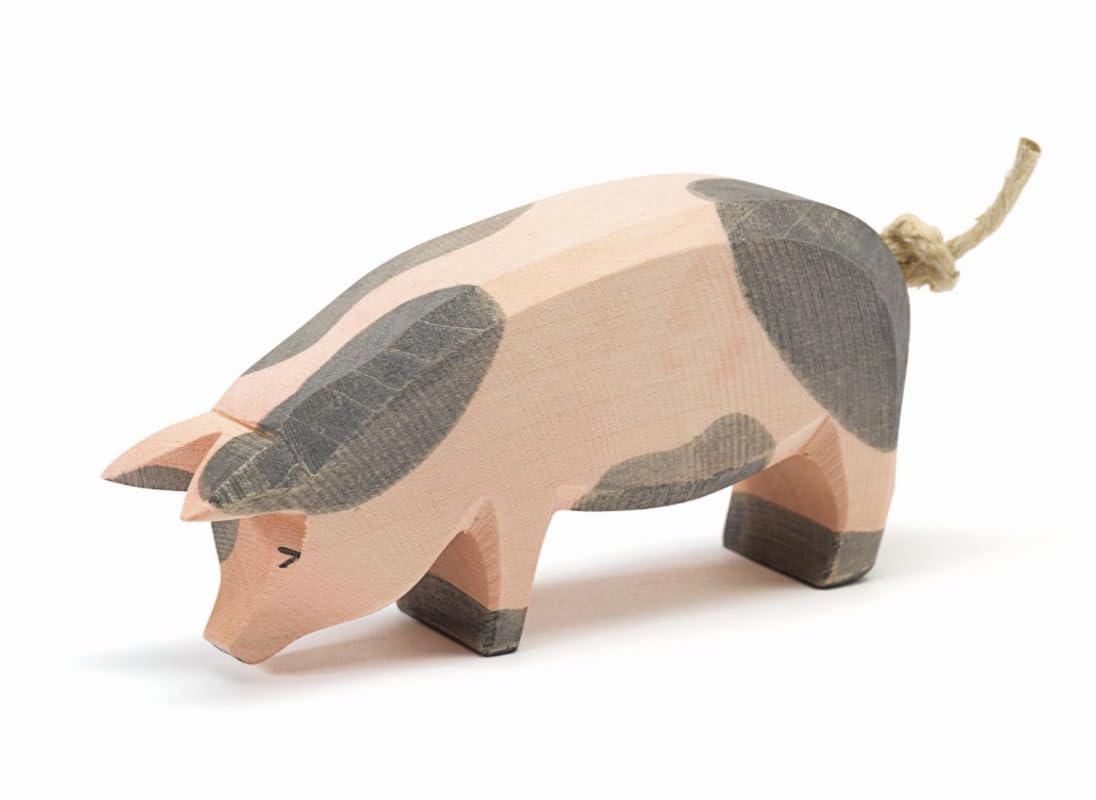 Ostheimer 10952 Pig Figurine Mottled Lowered Head