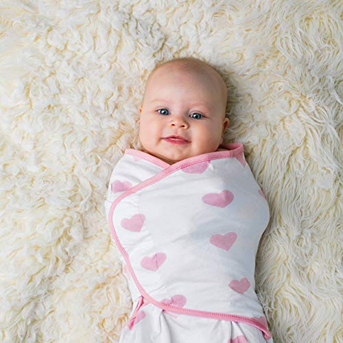 Ziggy Baby Baby Girl Swaddle Blanket Adjustable Wrap Set Size Small/Medium, 0-3 Months - 3 Pack - Pink Peony, Pink Heart, Pink Buffalo Plaid - Newborn Swaddle, Baby Swaddles