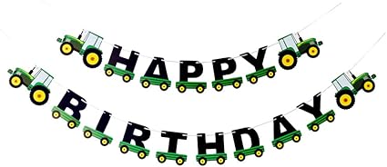 Amazon.com: Moohome - Pancarta de cumpleaños con diseño de tractor verde para niños, diseño de vehículos de construcción, decoración temática de tractor de granja para niños, construcción de bebés, suministros de fondo