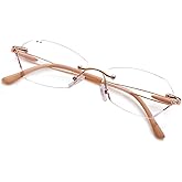 TERAISE Trendy Rimless Reading Glasses for Women, Stylish Blue Light Blocking Computer Reader, Clear Lens Comfortable
