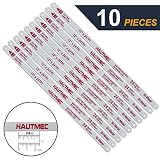 HAUTMEC Hacksaw Replacement Blades BI-METAL (10 Pack) High Speed Steel Grounded Teeth 24 TPI x 12" Length 0.025" Thick x 1/2" Width HT0017-CT