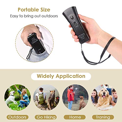 image for InooSky Anti Barking Handheld 3 in 1 Pet LED Ultrasonic Dog Trainer De