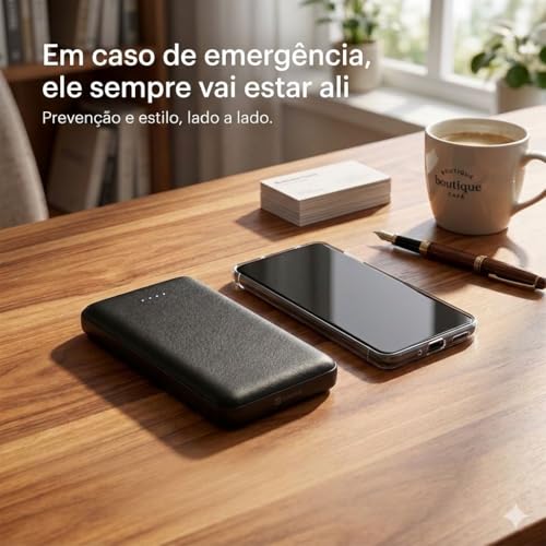 Power Bank Carregador Portátil Universal 10000mAh com Cabos Integrados USB-A, USB-C (Type-C), Micro-USB e USB-Light Carregamento Rápido Bateria Externa Compacta para Celular Android iOS
