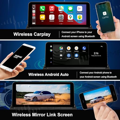 PEMP Vertical Screen E70 E71 Wired and Wireless CarPlay Retrofit Android Auto, 1920 x 720 Display Mirror Link Car Radio Bluetooth Video Player Screen for BMW X5 X6 CIC (2010-2012)