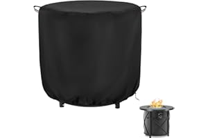 Topcover Fire Pit Cover Round,600D Waterproof Outdoor Propane Firepit Cover For 30 Inch Gas Fire Table,Patio Round Fireplace 