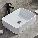 Ufaucet Modern Porcelain Above Counter White Ceramic Bathroom Vessel Sink,Art Basin Wash Basin for Lavatory Vanity Cabinet