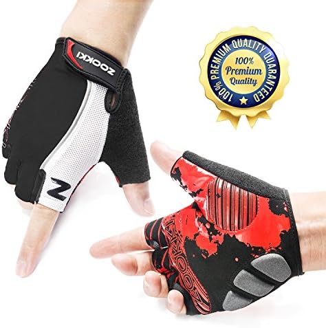 Zookki Cycling Gloves Mountain Bike Gloves Road Racing Bicycle Gloves Light Silicone Gel Pad Riding Gloves Half Finger Biking Gloves Men/Women Work Gloves