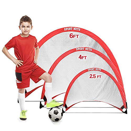 Portable Pop Up Soccer Goals, Set of 2 Soccer Nets with Carry Bag
