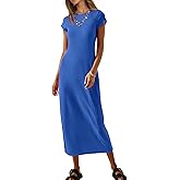 MEROKEETY Women's 2026 Summer Casual Tshirt Dress Short Sleeve Crew Neck Beach Long Maxi Dresses