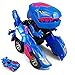 RcLigent Transforming Dinosaur Toy, Transforming Dinosaur Led Car Automatic Dino Dinosaur Transformer Toy Car (Blue)