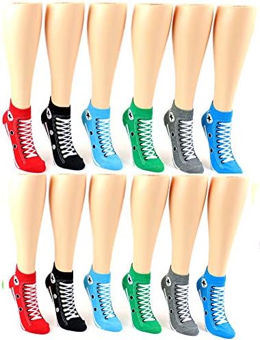Women's Low Cut Novelty Socks - 6 or 12 Pair Pack