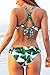 CUPSHE Fashion Women's Green Ginkgo Leaves Printing Halter Padding Bikini Set Beach Swimwear (M)
