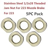 FieldSport® Stainless Steel 1/2x28 Thread Crush Washer Replacement Jam Nut For Muzzle Brake Locking and Position Adjustement, Stainless Steel, 5PC Pack