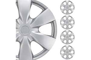 BDK 4-Pack 15 Inch OEM Design Hubcaps for Car Automobiles, Refresh Your Car's Look, Exterior Car Accessories Hub Caps, Durable Secure Adjustable Fit with Metal Retention Rings - Fits 15" Rims Wheels