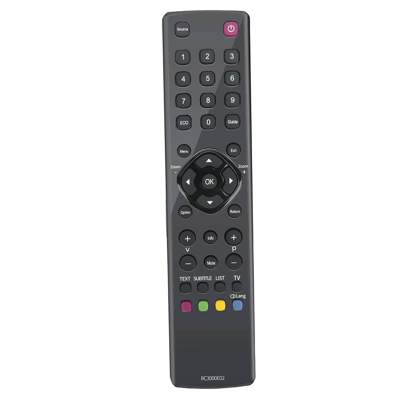 AULCMEET RC3000E02 Replacement Remote Compatible with TCL TV L32E3004 L32E3000C L32F3393 L32E3003 H32E4403 L55F3300F L40D2700F F22B3903 H24E4404R L32S4603 L32F3390C 06-520W37-E002X RC260JEI1
