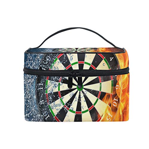 LORVIES Darts Board Cosmetic Bag Canvas Travel Toiletry Bag Top Handle Single Layer Makeup Bag Organizer Multi-function Cosmetic Case for Women