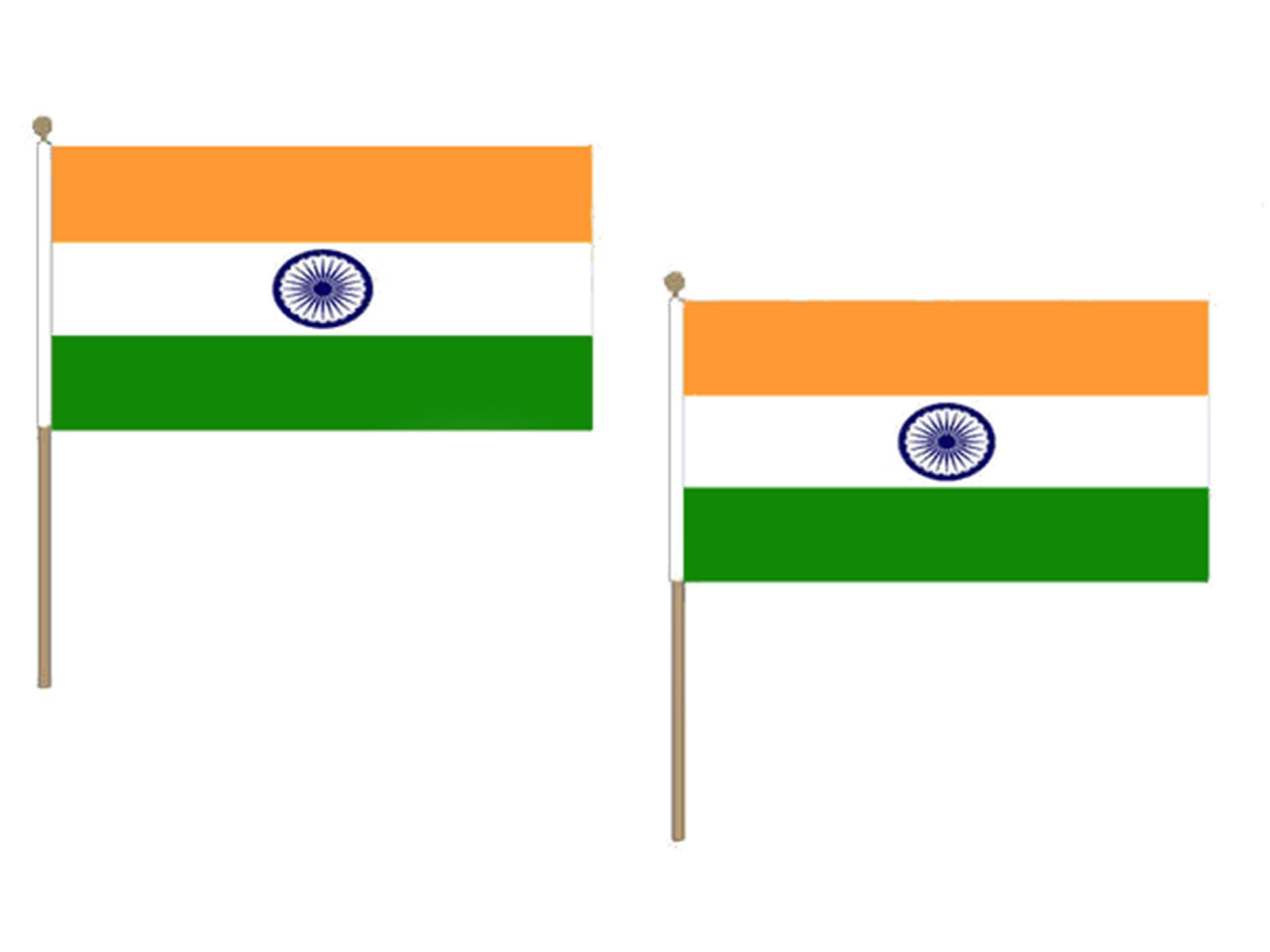 AZ FLAG INDIA FLAG 12'' x 18'' wood stick - INDIAN FLAGS 30 x 45 cm - BANNER 2x3 in with pole