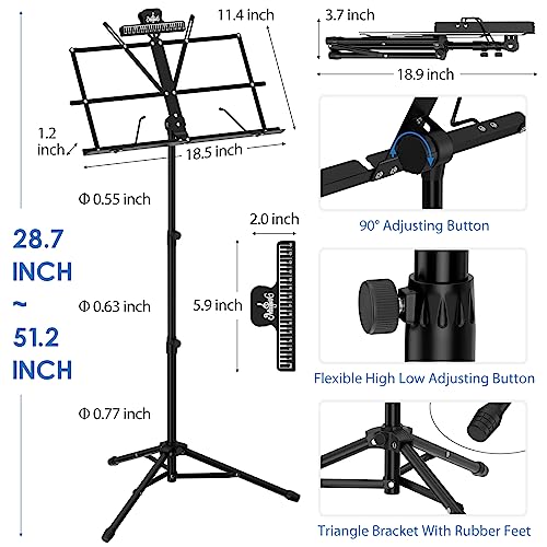 Music Stand, Kasonic 2 In 1 DualUse Folding Sheet Music Stand